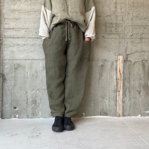 maruyu- ボーイみたいなlinenのストレートパンツ ロングパンツ maruyu 