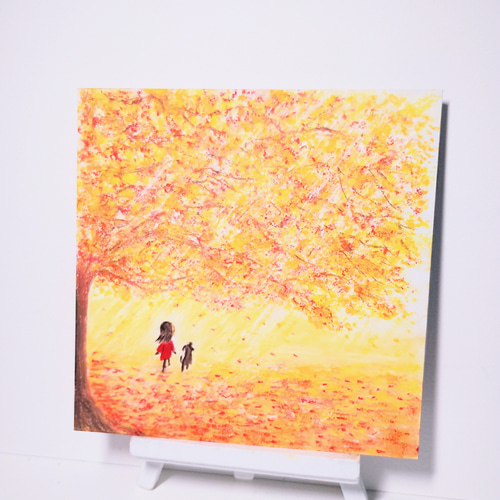 紅葉 秋晴れ 心地のいい日 【原画】オイルパステルアート 絵画
