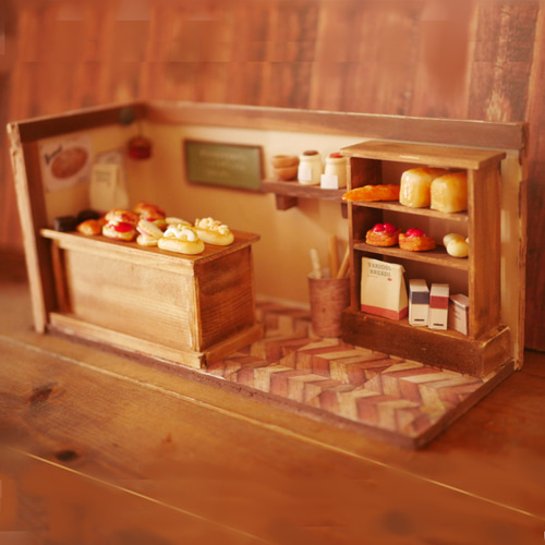 ミニチュア【パン並べ替えられる】外観のあるパン屋さん その他置物