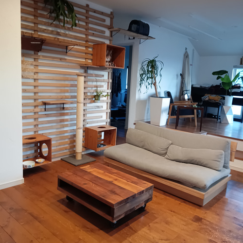 レッドシダーローテーブル/キャスター付き ローテーブル・リビング