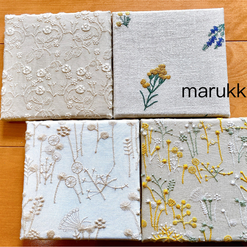 10×10 刺繍パネル ファブリックパネル ミモザとハーブ他 何点でも送料