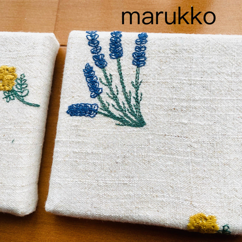 10×10 刺繍パネル ファブリックパネル ミモザとハーブ他 何点でも送料