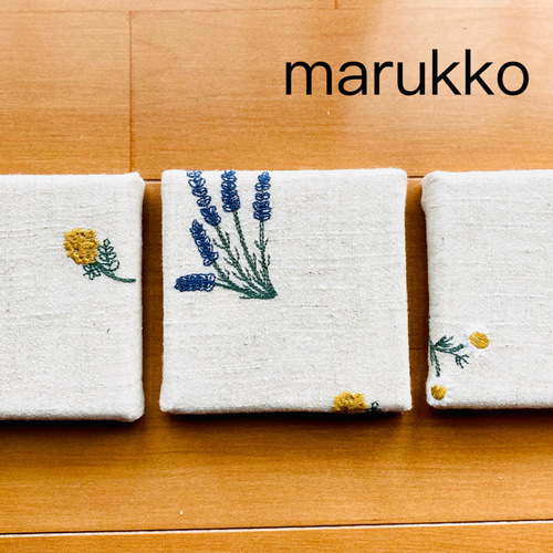 刺繍　ファブリックパネル 10×10 刺繍パネル ファブリックパネル ミモザとハーブ他 何点でも送料