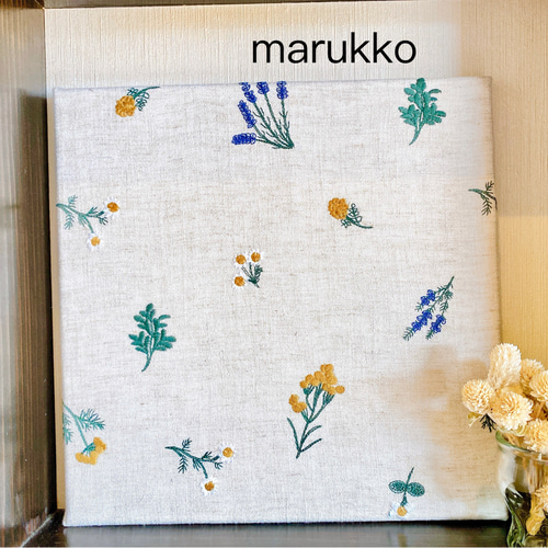 10×10 刺繍パネル ファブリックパネル ミモザとハーブ他 何点でも送料