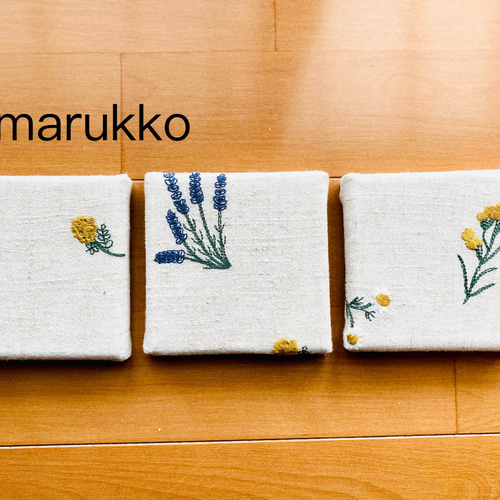 10×10 刺繍パネル ファブリックパネル ミモザとハーブ他 何点でも送料  