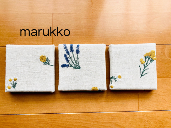 10×10 刺繍パネル ファブリックパネル ミモザとハーブ他 何点でも送料