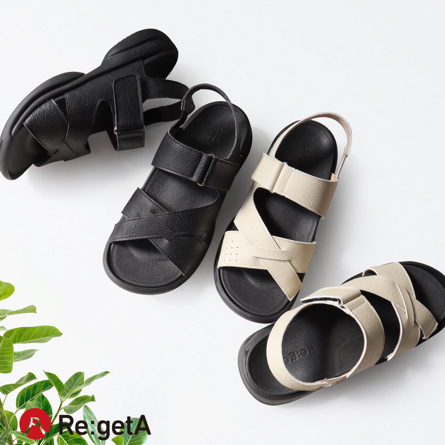 クロスベルトグミサンダル 軽量 レディース 歩きやすい リゲッタ Re:getA RE-3094