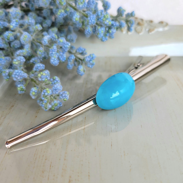 レア色】 acca ヘアクリップ クリップ ターコイズ 青 ブルー 4センチ