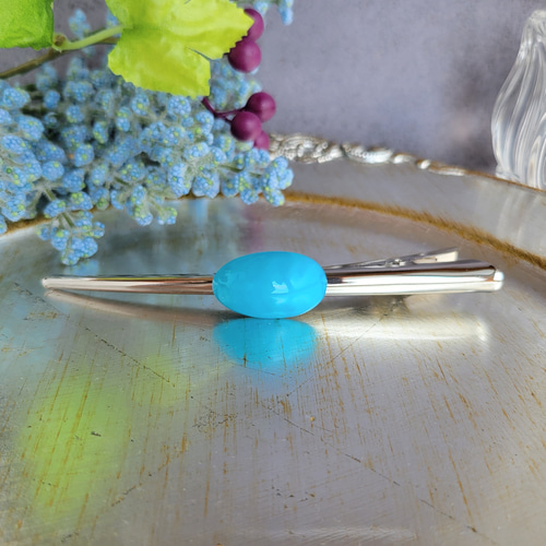 大粒ターコイズブルーが髪に映える！存在感抜群の1粒ヘアクリップ