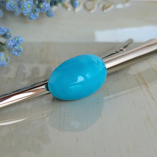 大粒ターコイズブルーが髪に映える！存在感抜群の1粒ヘアクリップ