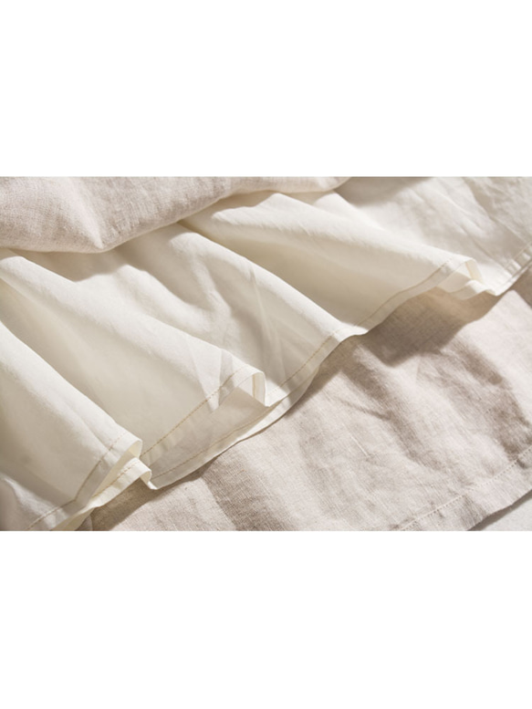 ◇【リネン100% バンドカラー エクリュ 】ミルキーボタン コットン裏地付き 長袖 ワンピース T-00083 12枚目の画像