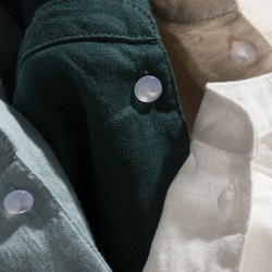 ◇【リネン100% バンドカラー エクリュ 】ミルキーボタン コットン裏地付き 長袖 ワンピース T-00083 4枚目の画像