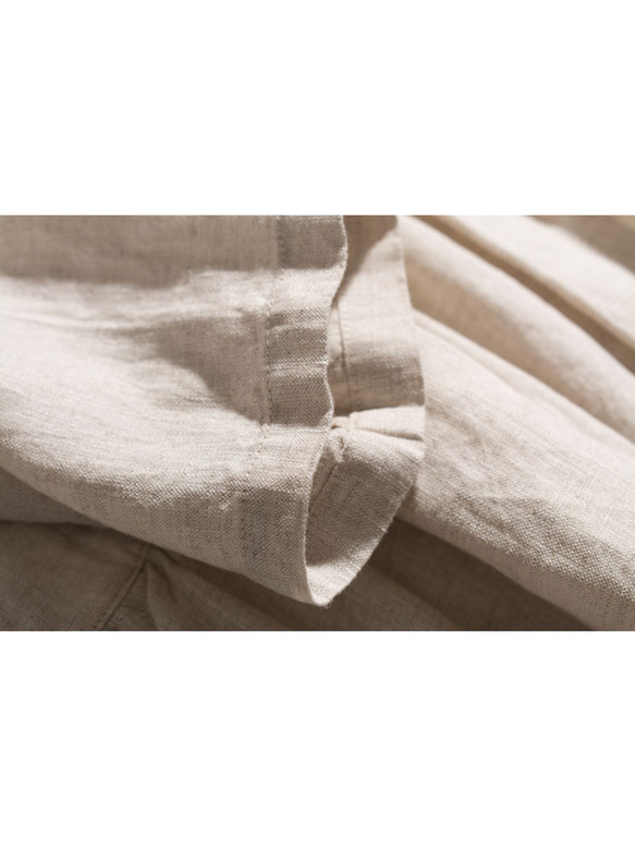 ◇【リネン100% バンドカラー エクリュ 】ミルキーボタン コットン裏地付き 長袖 ワンピース T-00083 8枚目の画像