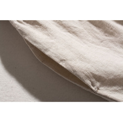 ◇【リネン100% バンドカラー エクリュ 】ミルキーボタン コットン裏地付き 長袖 ワンピース T-00083 9枚目の画像