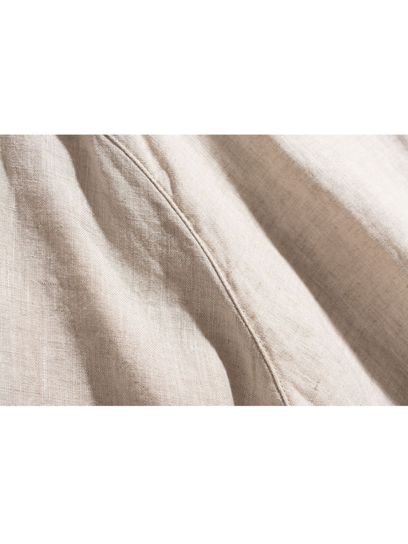 ◇【リネン100% バンドカラー エクリュ 】ミルキーボタン コットン裏地付き 長袖 ワンピース T-00083 10枚目の画像