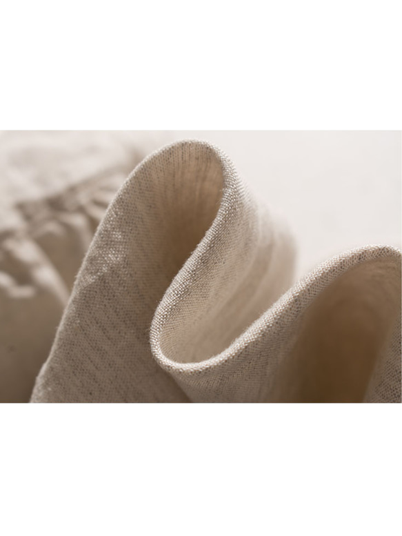 ◇【リネン100% バンドカラー エクリュ 】ミルキーボタン コットン裏地付き 長袖 ワンピース T-00083 14枚目の画像