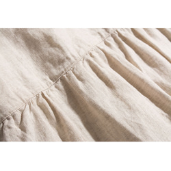 ◇【リネン100% バンドカラー エクリュ 】ミルキーボタン コットン裏地付き 長袖 ワンピース T-00083 7枚目の画像