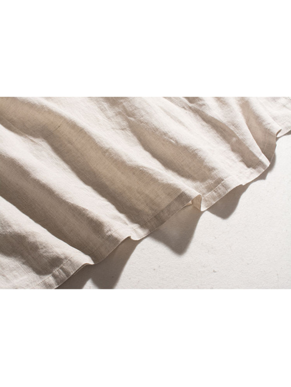 ◇【リネン100% バンドカラー エクリュ 】ミルキーボタン コットン裏地付き 長袖 ワンピース T-00083 13枚目の画像