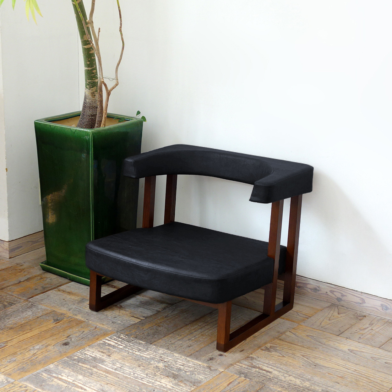 コ助ソファ (BR×合成皮革ブラック Ba-10)