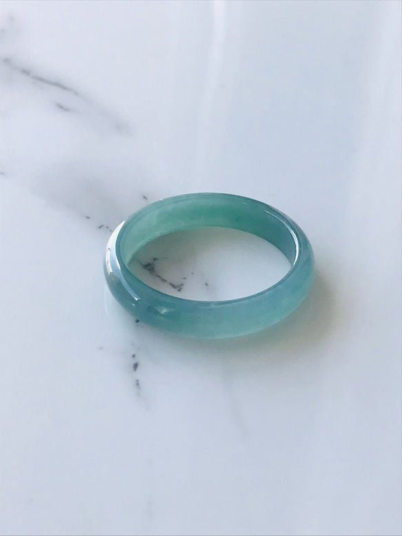R58-007］ ジェイド JADE ヒスイ 本翡翠 くりぬき リング 天然石 一点 
