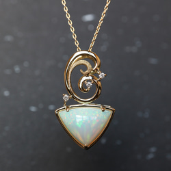 ★【昭和レトロ】K18 オパール ダイヤ 五光留め　※ペンダントトップのみ ☆【昭和レトロ】K18 オパール ダイヤ 五光留め ※ペンダントトップのみ