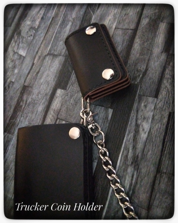 カラスさん専用 トラッカーウォレット、ケース ミニトラッカーウォレット型コインケース／黒 | STETCH HANDMADE