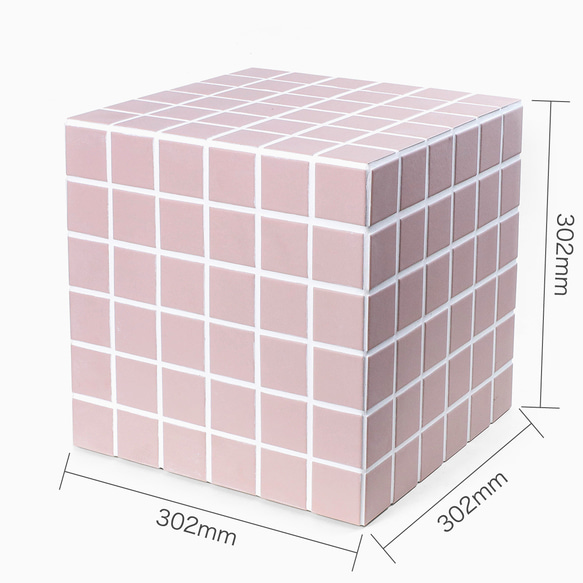 韓国インテリア　ミニ・タイルテーブル【くすみピンク×ホワイト】302×302×302㎜ 4枚目の画像