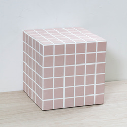 韓国インテリア　ミニ・タイルテーブル【くすみピンク×ホワイト】302×302×302㎜ 1枚目の画像