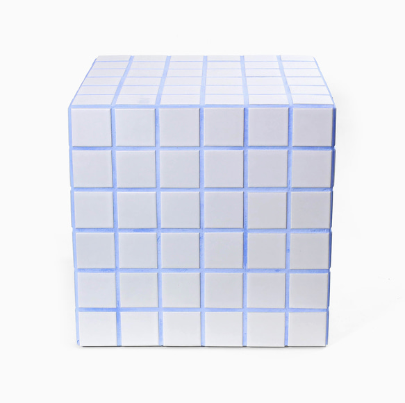 韓国インテリア　ミニ・タイルテーブル【ホワイト×ブルー】302×302×302㎜ 4枚目の画像