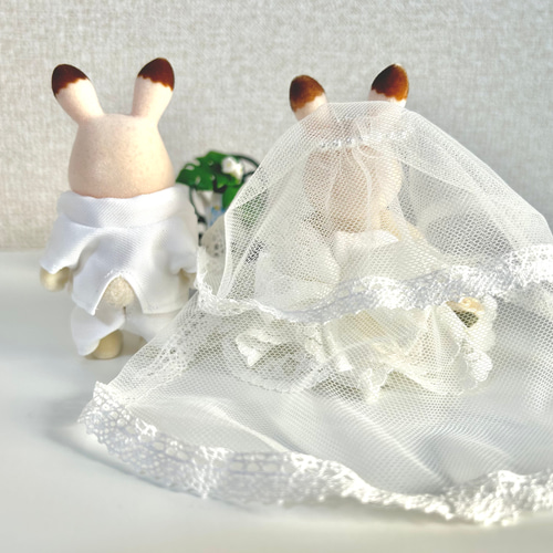 うさぎの花嫁ウェディングドレス&花婿スーツのセット その他人形