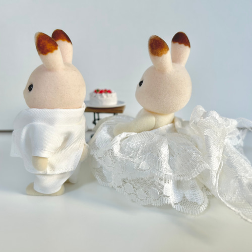 うさぎ人形　花嫁の仲人と花嫁 受注制作】つまみ細工 花嫁と花婿 うさぎ ウエディング 和装