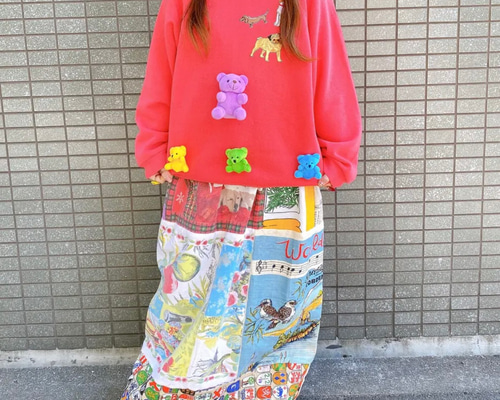 古着 ビンテージ  カラフル スタイル 文字 スウェット トレーナー 美品 ビンテージ80's○BRINDAR DESIGN, INCヨーロッパプリントスウェット青