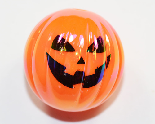 ハロウィン かぼちゃ パンプキンビーズ アクリル製 15mm 丸型 オレンジ