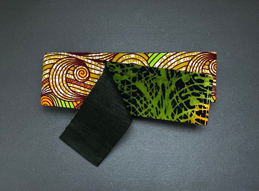 アフリカの角帯　タイダイ染×アフリカプリント生地×尾州デニム