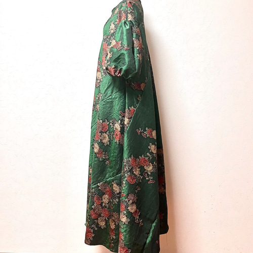 紬のパフスリーブドレス 着物リメイク ワンピース eterlna 通販  