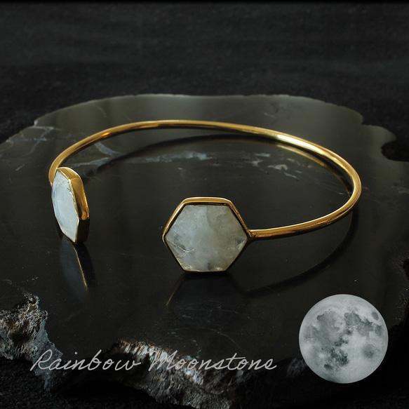 レインボー　ブルームーン　ストーン　ハンドメイド　シルバーバングル Silver925 2stone bangle – Biju mam