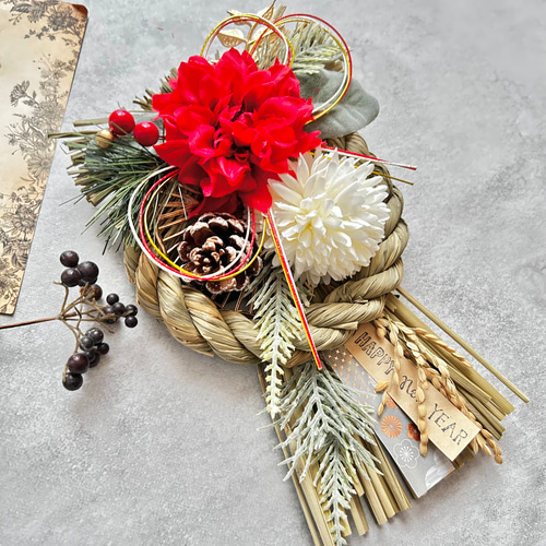 No.36 い草のしめ縄リース2025 ハンドメイド お正月飾り 玄関リース