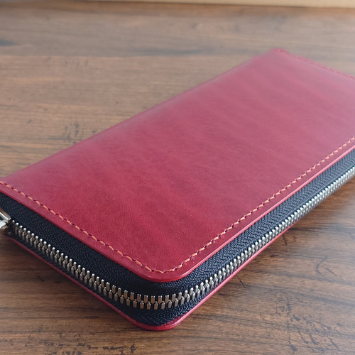 ルガトショルダーラウンドファスナーウォレット 長財布 革工房 光