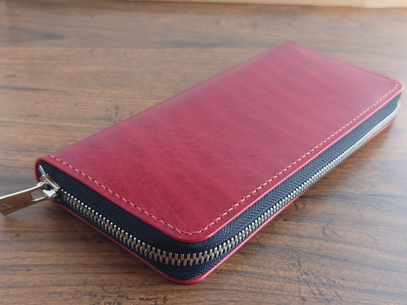 ルガトショルダーラウンドファスナーウォレット 長財布 革工房 光