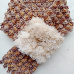 再販】くしゅくしゅ ネックウォーマー 赤 レッド 編み 手編み 編み物