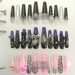 無名様 ネイルチップ 画像 無名様 ネイルチップ 画像 N30》既成ネイルチップ24枚セット 牛