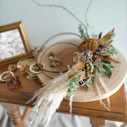 秋冬 ドライフラワーのハーフリース パンパスグラス 超早割祭2024