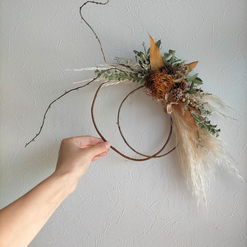 秋冬 ドライフラワーのハーフリース パンパスグラス 超早割祭2024