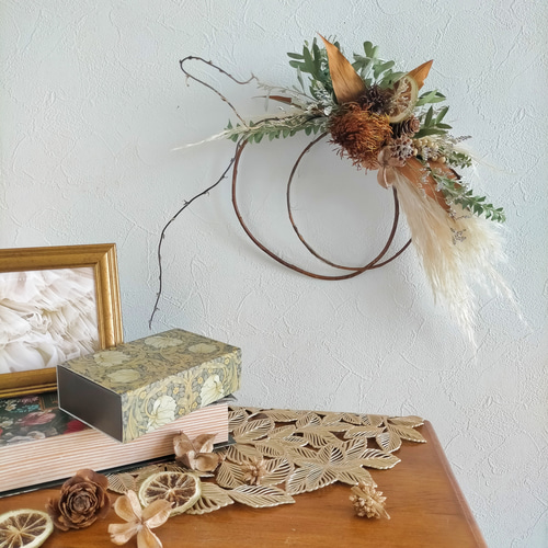 秋冬 ドライフラワーのハーフリース パンパスグラス 超早割祭2024