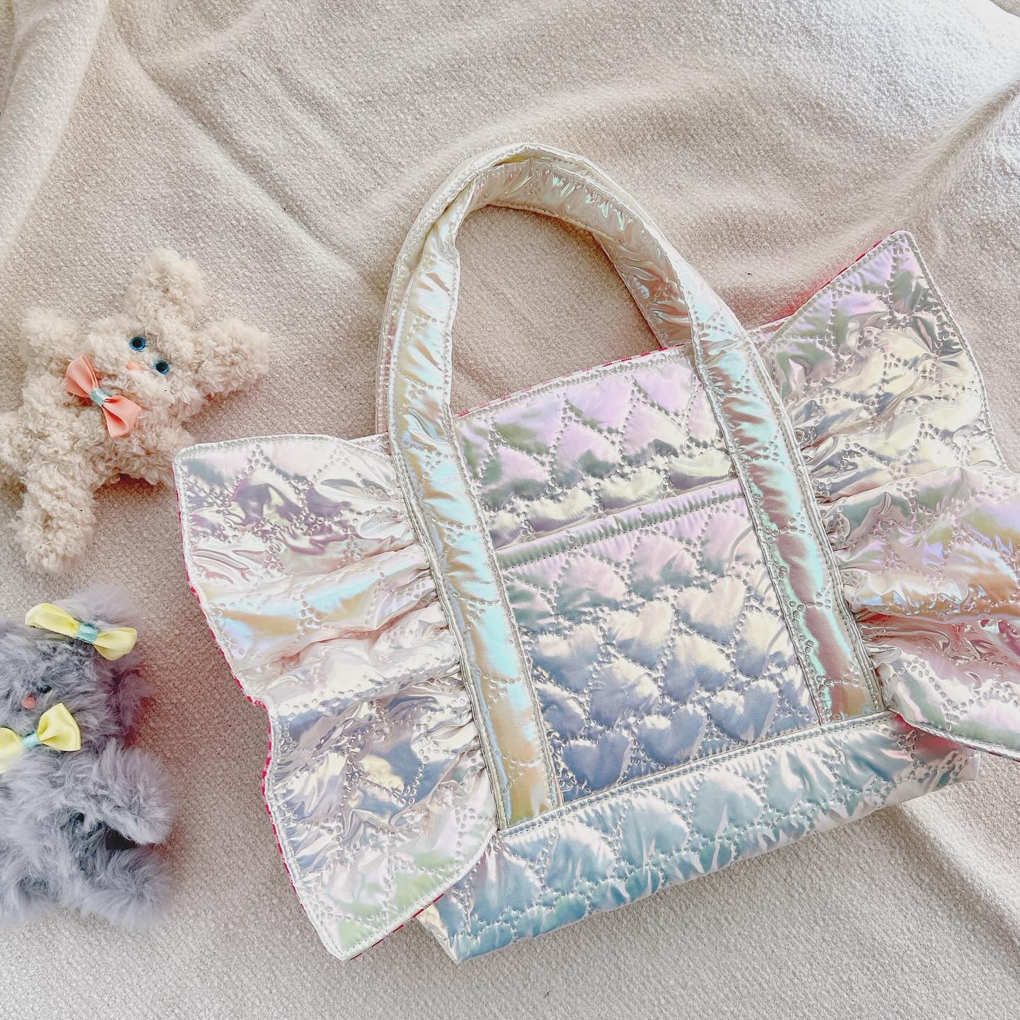【3mama】ハート刺繍×フリル×ハートキルティング