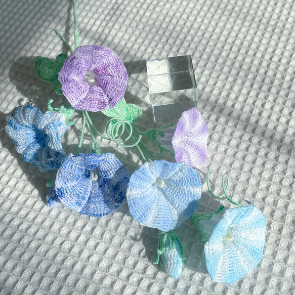 朝顔の編みぐるみ｜編み物のお花 18枚目の画像