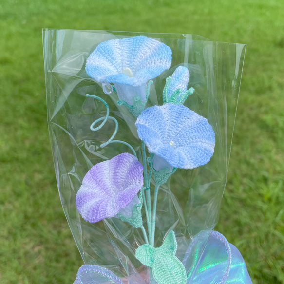 朝顔の編みぐるみ｜編み物のお花 10枚目の画像