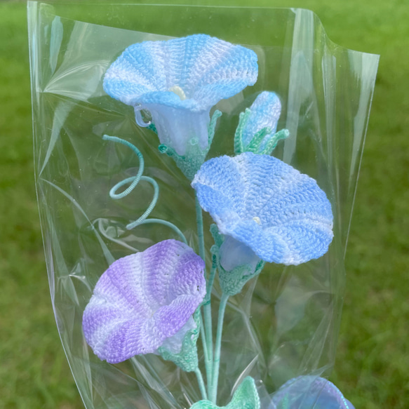朝顔の編みぐるみ｜編み物のお花 12枚目の画像
