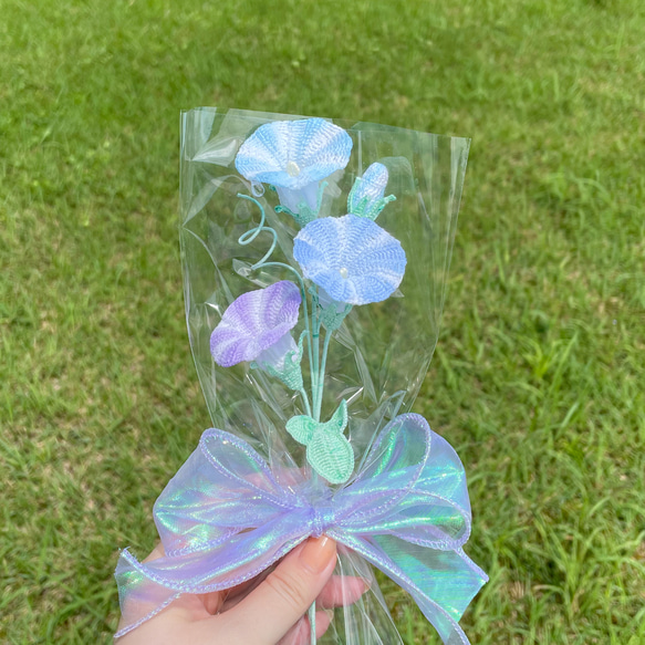 朝顔の編みぐるみ｜編み物のお花 8枚目の画像
