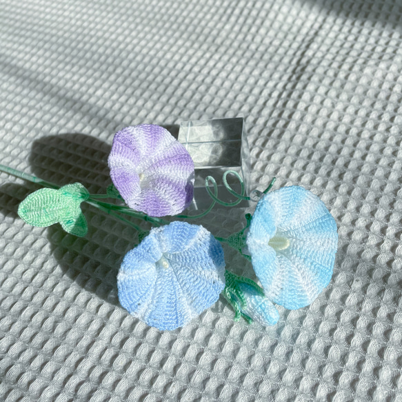 朝顔の編みぐるみ｜編み物のお花 2枚目の画像